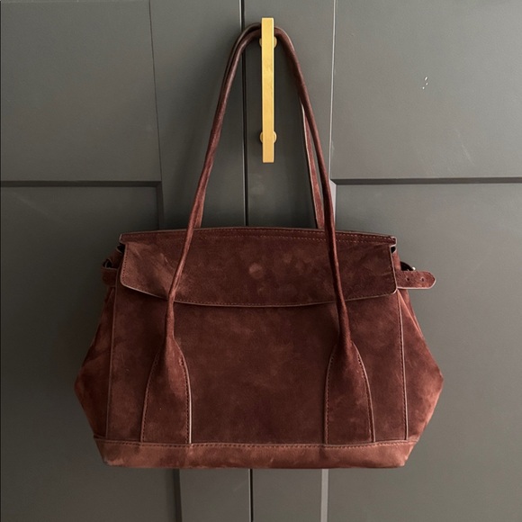 Zara Brown Suede City Bag - Picture 4 of 6